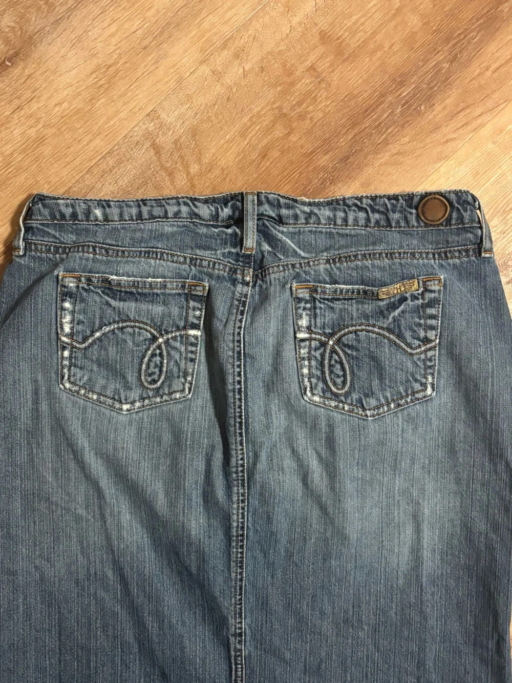 Denim jean maxi skirt Y2K Hint Jeans size 11 women’s 100% cotton 36”